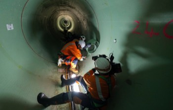  WATERCARE: Central Interceptor Project Filming seam welding underground 2023 