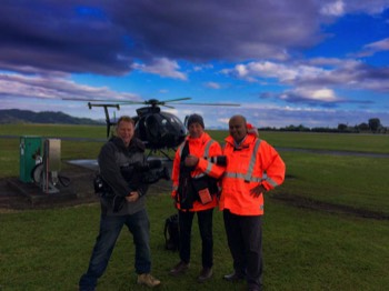  DISCOVERY: Newshub. Myself, Photog John Stone & reporter Imran Ali returning from filming a fatal chopper crash... ironically in a chopper 